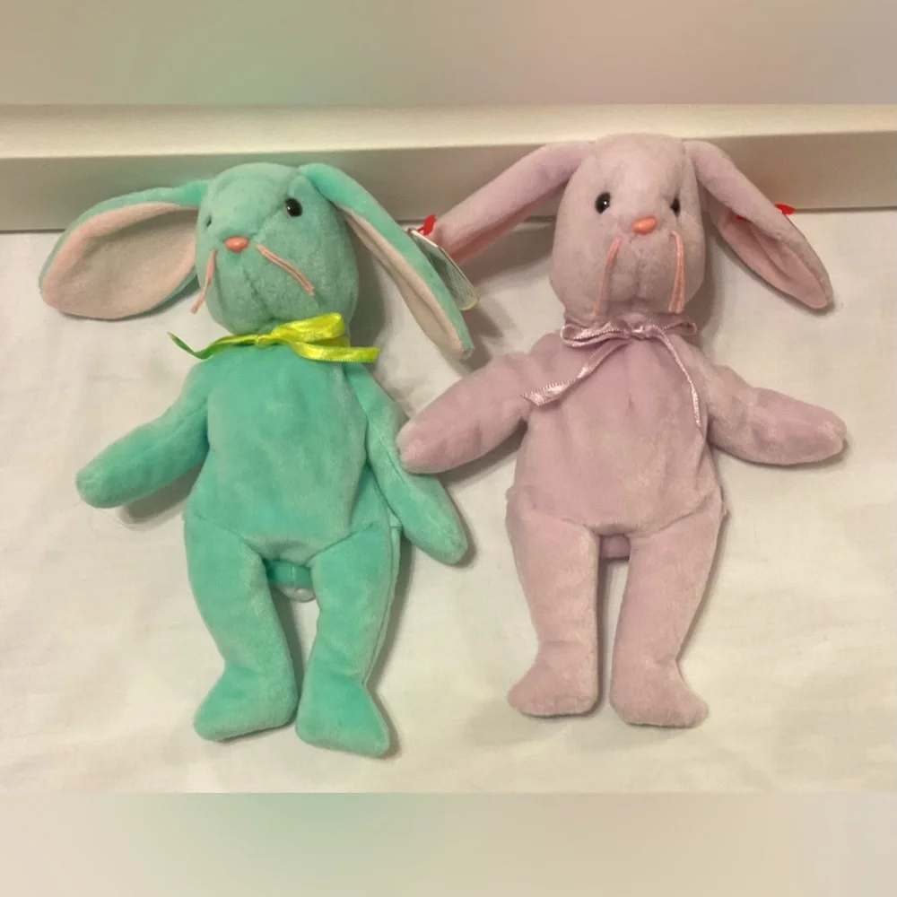 Ty Hippity & Floppity rabbit beanie babies pair perfect for Easter